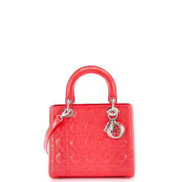 Christian Dior Lady Dior Bag Cannage Quilt Patent Medium