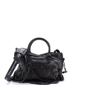 Balenciaga Logo Strap City Classic Studs Bag Leather Small