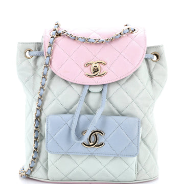 Chanel Duma Drawstring Backpack Quilted Goatskin Large