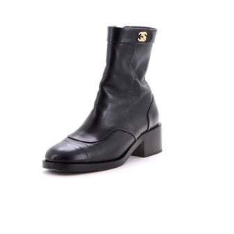 Chanel Women's CC Turnlock Cap Toe Chelsea Boots Leather