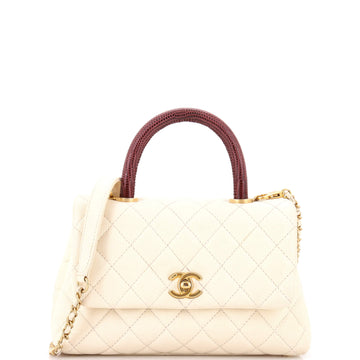 Chanel Coco Top Handle Bag Quilted Caviar with Lizard Mini