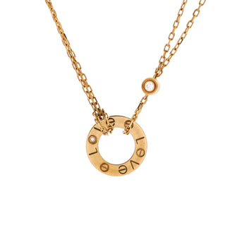 Cartier 2 Diamonds Love Pendant Necklace 18K Yellow Gold and Diamonds