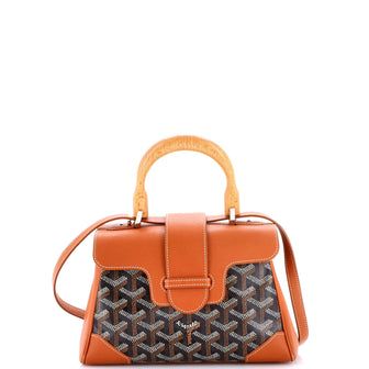 Goyard Saigon Top Handle Bag Coated Canvas with Leather Mini