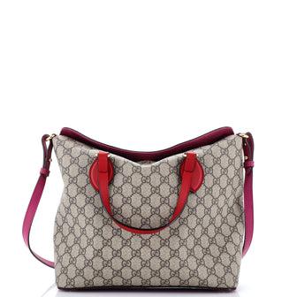Gucci Signature Fold Over Tote GG Coated Canvas with Leather Medium