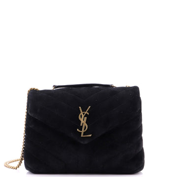 Saint Laurent Loulou Shoulder Bag Matelasse Chevron Suede Small