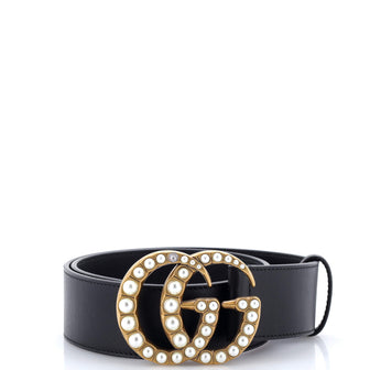 Gucci Pearly GG Marmont Belt Leather Wide