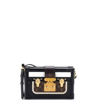 Louis Vuitton Petite Malle Handbag Leather and Monogram Canvas with Trompe L'oeil Braid