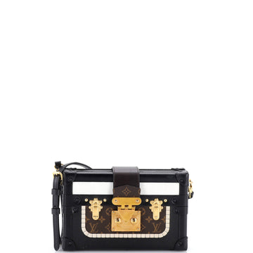 Louis Vuitton Petite Malle Handbag Leather and Monogram Canvas with Trompe L'oeil Braid