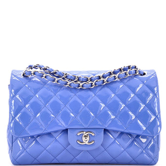Chanel Classic Double Flap Bag Quilted Patent Jumbo
