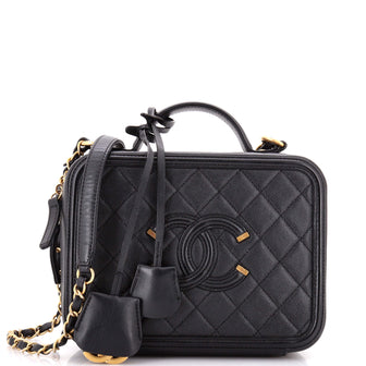 Chanel Filigree Vanity Case Quilted Caviar Medium