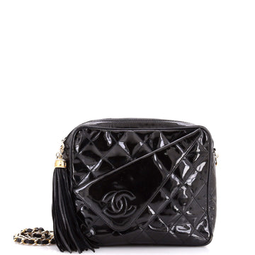Chanel Vintage Camera Tassel Bag Quilted Patent Large