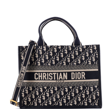 Christian Dior Book Tote with Strap Embroidered Canvas Medium
