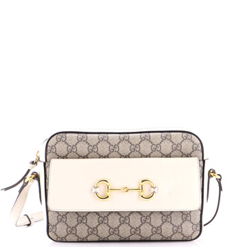 Gucci Horsebit 1955 Flap Pocket Camera Bag GG Coated Canvas and Leather Small
