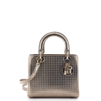 Christian Dior Lady Dior Bag Micro Cannage Metallic Calfskin Medium