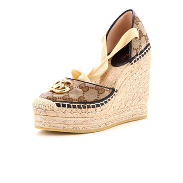 Gucci Women's GG Marmont Wedge Espadrilles Diagonal Quilted GG Canvas
