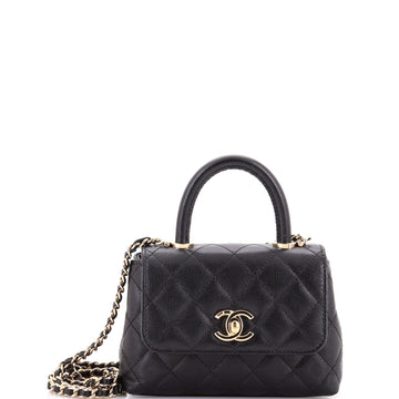 Chanel Coco Top Handle Bag Quilted Caviar Extra Mini
