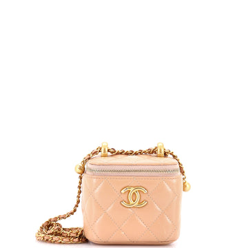 Chanel Pearl Crush Vanity Case with Chain Quilted Lambskin Mini