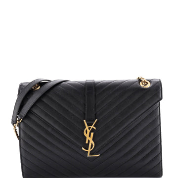 Saint Laurent Classic Monogram Envelope Satchel Matelasse Chevron Leather Large