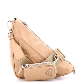 Prada Triangle Logo Zip Crossbody Bag Leather Small
