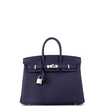 Hermes Birkin Handbag Blue Togo with Palladium Hardware 25