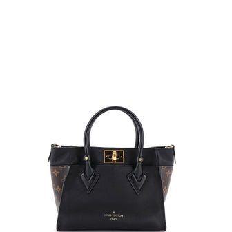 Louis Vuitton On My Side Tote Leather with Monogram Canvas PM