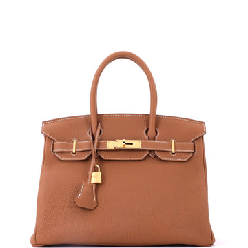 Hermes Birkin Handbag Brown Togo with Gold Hardware 30