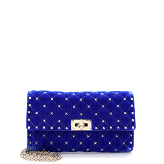 Valentino Garavani Rockstud Spike Wallet on Chain Quilted Velvet Small