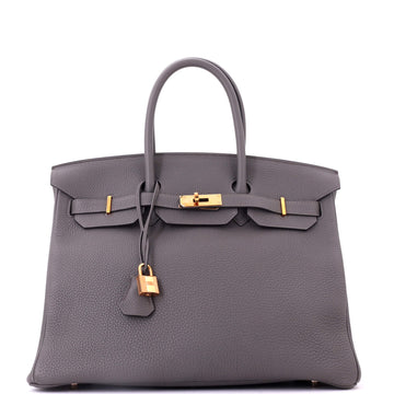 Hermes Birkin Handbag Grey Togo with Gold Hardware 35