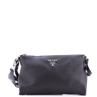 Prada Dual Strap Flat Crossbody Bag Vitello Daino Medium