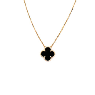 Van Cleef & Arpels Vintage Alhambra Pendant Necklace 18K Yellow Gold and Onyx