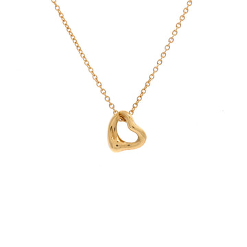 Tiffany & Co. Elsa Peretti Open Heart Pendant Necklace 18K Yellow Gold 7mm