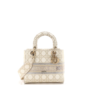Christian Dior Lady D-Lite Bag Crystal Cannage Embroidered Canvas Medium