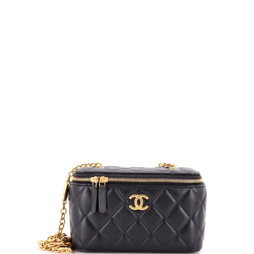 Chanel Classic Vanity Case with Resin Pearl Chain Quilted Lambskin Small