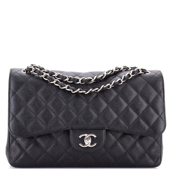 Chanel Classic Double Flap Bag Quilted Caviar Jumbo