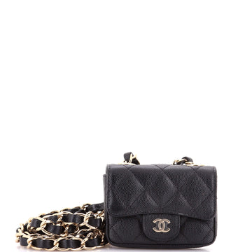Chanel Classic Flap Charm Chain Belt Bag Quilted Caviar Mini