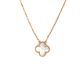 Van Cleef & Arpels Vintage Alhambra Pendant Necklace 18K Yellow Gold and Mother of Pearl