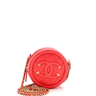 Chanel Filigree Round Clutch with Chain Quilted Caviar Mini