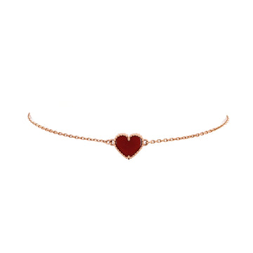Van Cleef & Arpels Sweet Alhambra Heart Bracelet 18K Rose Gold with Carnelian