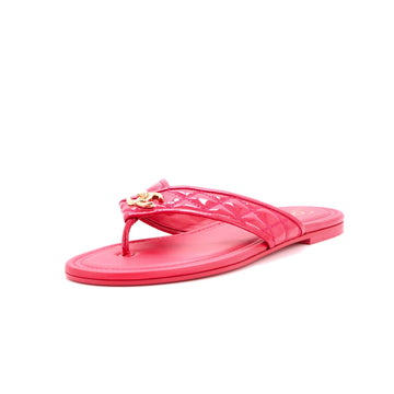 Chanel Women's CC Turnlock Thong Sandals Stitched Patent