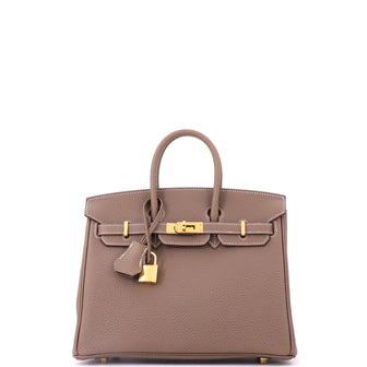 Hermes Birkin Handbag Grey Togo with Gold Hardware 25