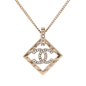 Chanel CC Diamond Pendant Necklace Metal and Crystals