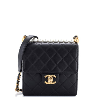 Chanel Chic Pearls Flap Bag Quilted Goatskin Mini