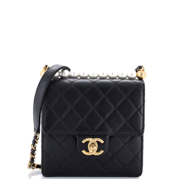 Chanel Chic Pearls Flap Bag Quilted Goatskin Mini