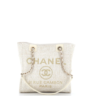 Chanel North South Deauville Tote Raffia with Glitter Detail Small