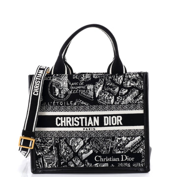 Christian Dior Book Tote with Strap Embroidered Canvas Small