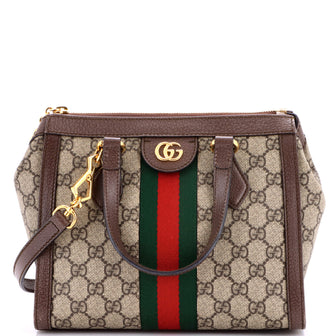 Gucci Ophidia Top Handle Tote GG Coated Canvas with Leather Small