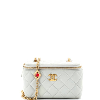 Chanel Classic Vanity Case with Resin Pearl Chain Quilted Lambskin Small