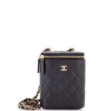 Chanel Vertical Classic Vanity Case with Chain Quilted Caviar Small