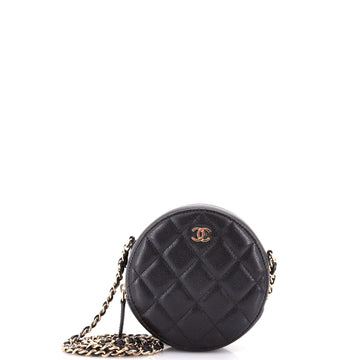 Chanel Round Clutch with Chain Quilted Caviar Mini
