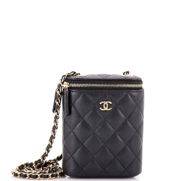 Chanel Vertical Classic Vanity Case with Chain Quilted Caviar Small